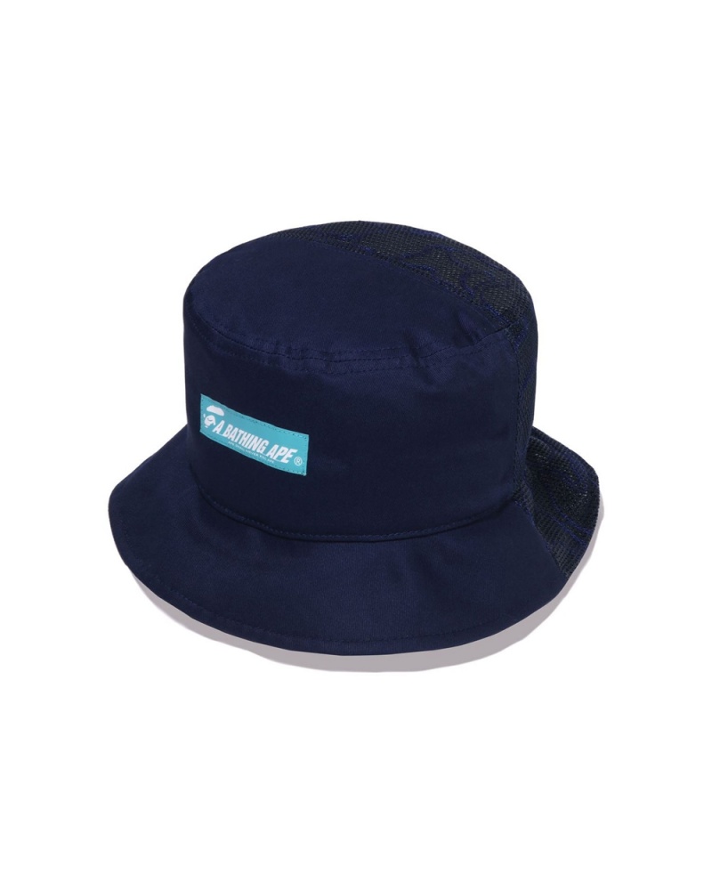 Chapeaux Bape Half Mesh Bucket Bleu Marine Bleu Homme | IAO-50533705